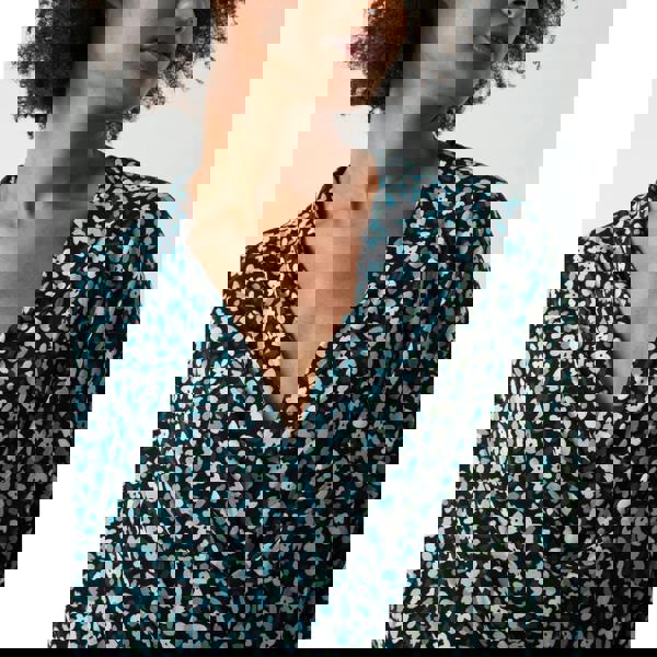 Blue Vanilla Draped Dip Hem Long Top