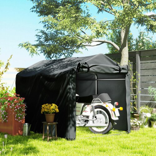 Outsunny Garden Tool Storage Shed with Roll-up Zipper Door, Dark Grey