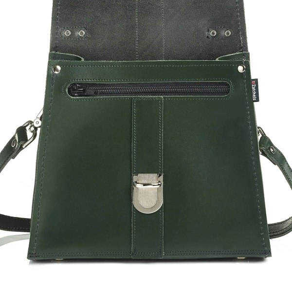 Zatchels Handmade Leather Cross Body Bag - Ivy Green