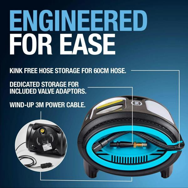 Ring Automotive Ring Ultra Inflate 10 Tyre Inflator 12V Car Air Compressor Analogue Gauge + Kit