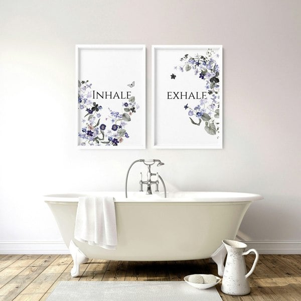 Bathroom wall decoration | set of 2 framed wall art prints