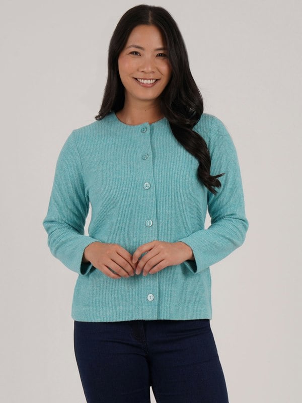 PennyPlain Ribbed Button Cardigan - Opal