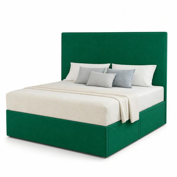 Great British Beds Plain Divan Bed - Green Plush