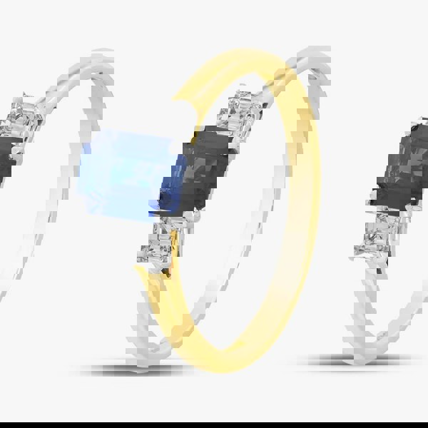 T. H. Baker 18ct Yellow Gold Emerald Cut Sapphire & Diamond Shoulder Set Solitaire Ring 20191G14 M