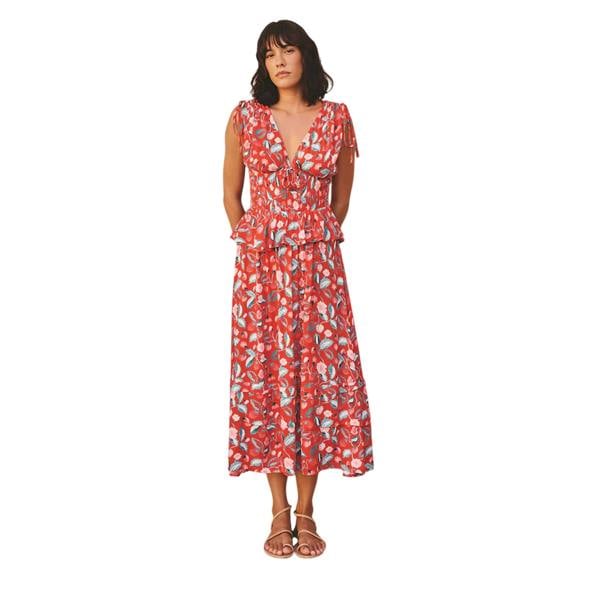 Cath Kidston Womens/Ladies Strawberry Shirred Midi Dress - Red/Lilac - 