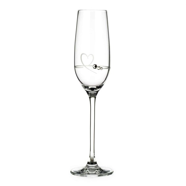 Diamante Petit Heart Champagne Flute Adorned with Crystals by Swarovski® - Single Glass