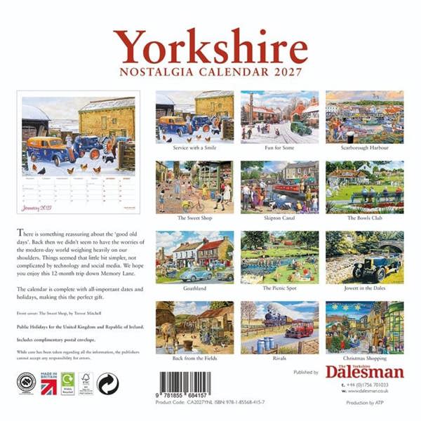 Yorkshire Nostalgia Deluxe Calendar 2027, Deluxe Calendars, Month To View, Travel, Gift