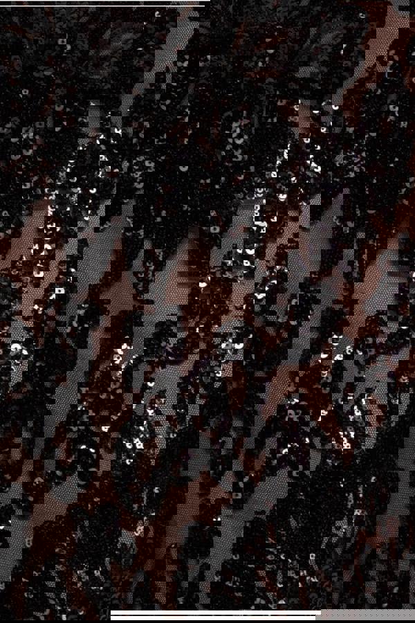 Floral Sequin Mesh Maxi - Black DR4041