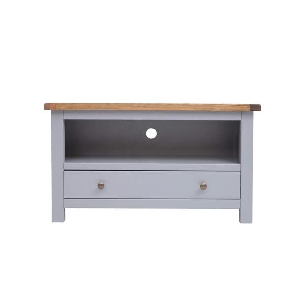 Mirano Grey 1 Drawer TV Cabinet Brass Knob