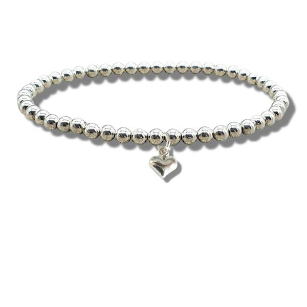 Aye Do Gifts Girls Mini Puff Heart Silver Beaded Bracelet