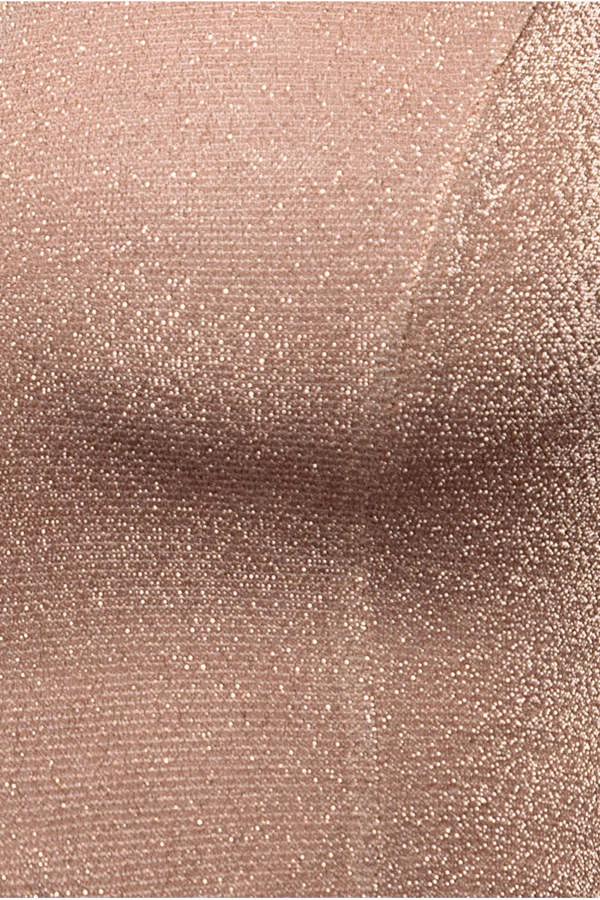 Off The Shoulder Lurex High Low Dress - Nude DR3642