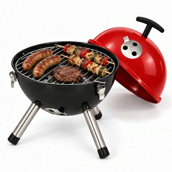 Smart Living Mini Kettle Charcoal BBQ 30cm – Red