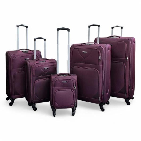 Infinity Luggage Soft Shell Lightweight Nylon Suitcase Set 4 Wheel Travel Case Holiday Bags