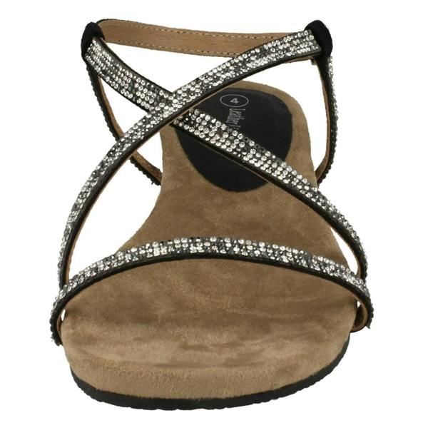 Leather Collection Ladies Leather Collection Diamante X Strap Sandals