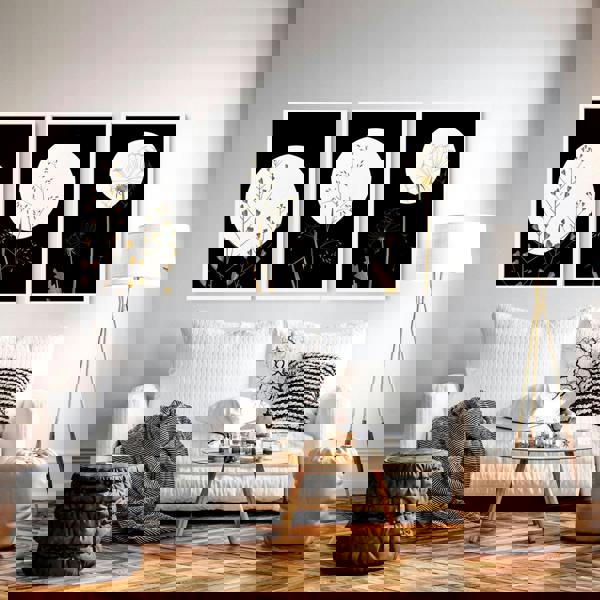 Black wall art for living room | set of 3 wall art prints