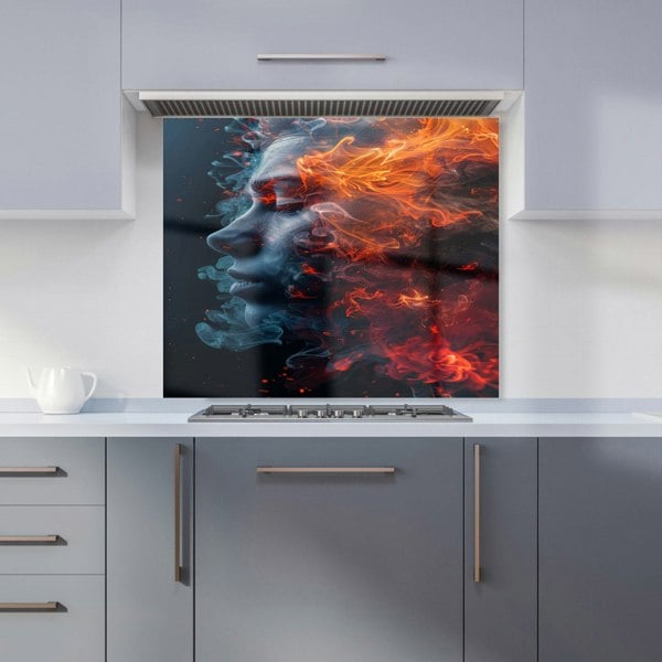 Warren Reed - Designer Fiery Mindscape: Portrait In Flames Kitchen Splashback