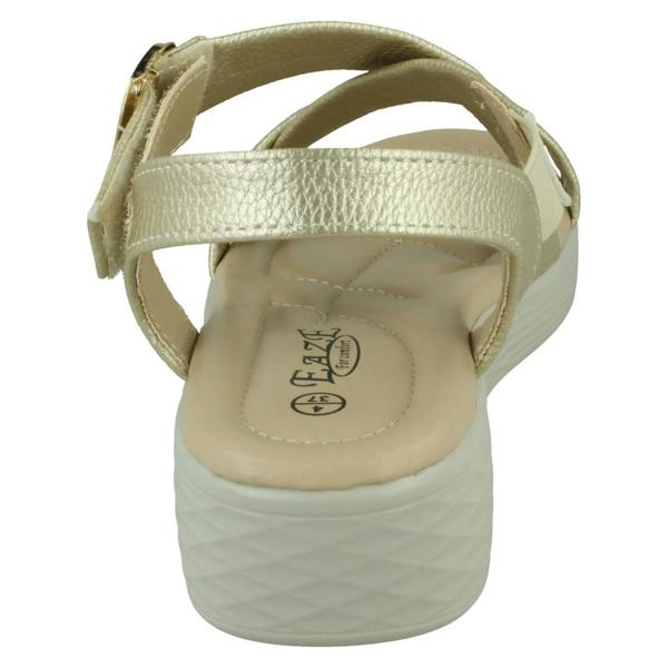 Eaze Ladies Eaze Low Wedge Cross Strap Sandal with Buckle F12078