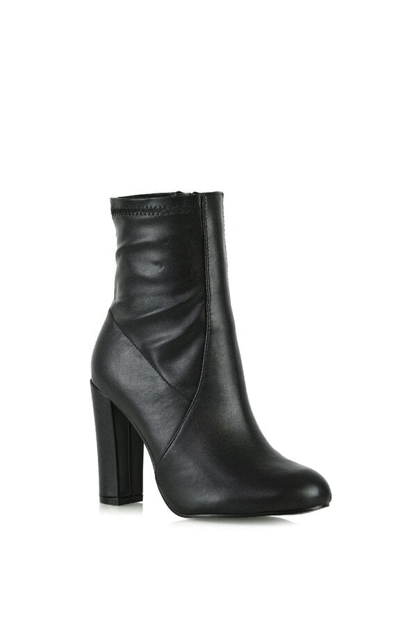 XY LONDON Block High Heeled Zip-up Stretch Sock Ankle Boots