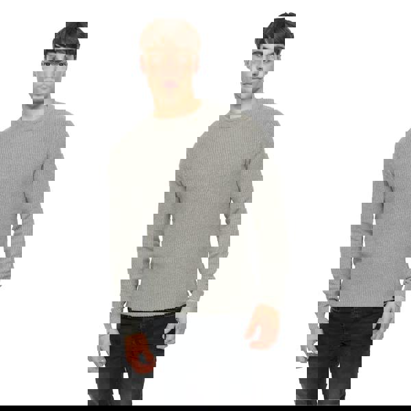 Crosshatch Mens Jampster Knitted Crew Neck Sweatshirt - Grey - 