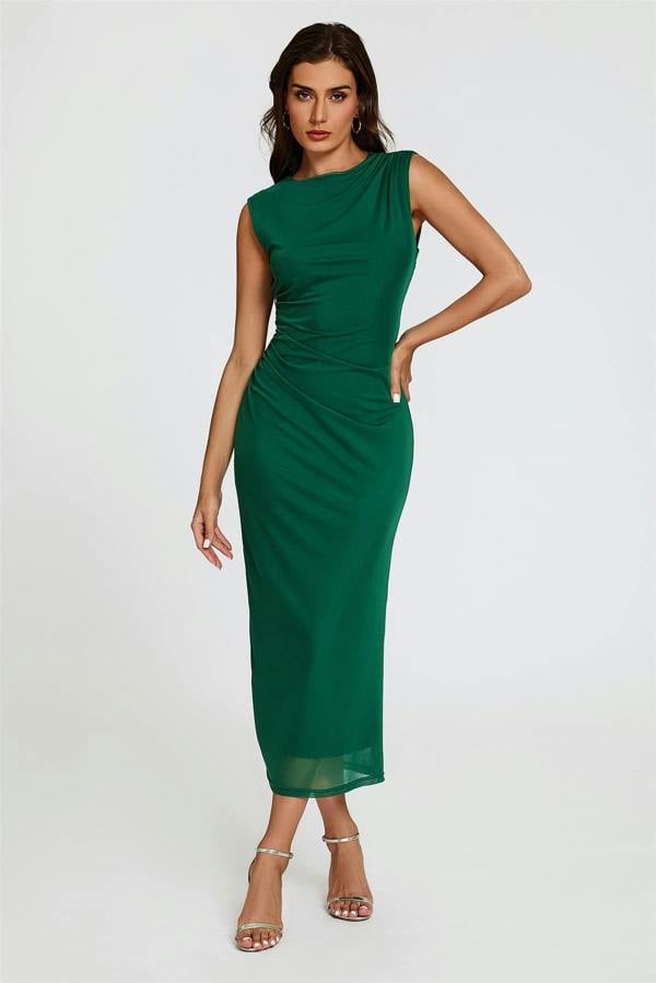 FS Collection Mesh Maxi Dress In Green
