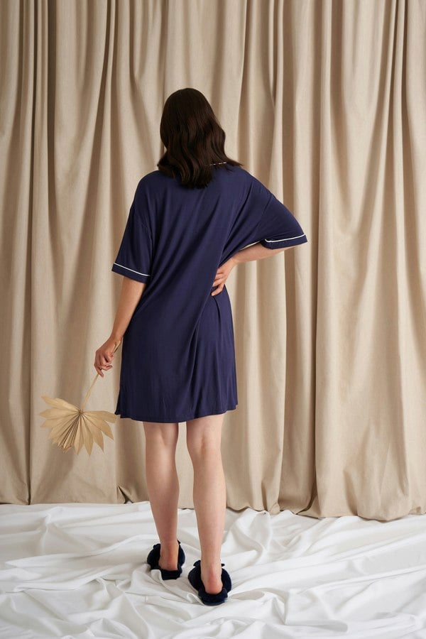 Pretty You London Women's Bamboo Classic Tee Dress in Midnight