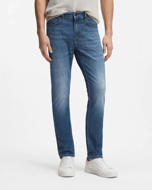 BOSS Orange Delaware Slim-Fit Jeans in Soft-Motion Denim - Medium Blue 422