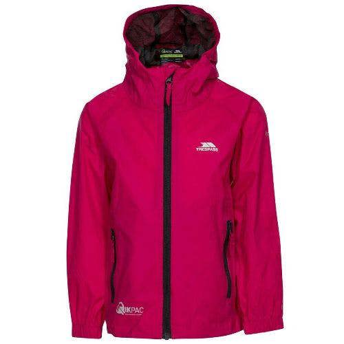 Kids Trespass Qikpac Waterproof Jacket Boys Girls Raincoat