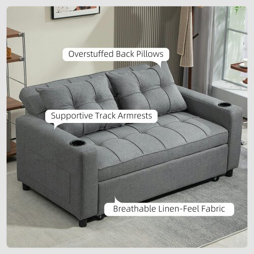 Wyld Haus Rireel Diha Dark Grey Upholstered 2 Seater Pull Out Sofa Bed