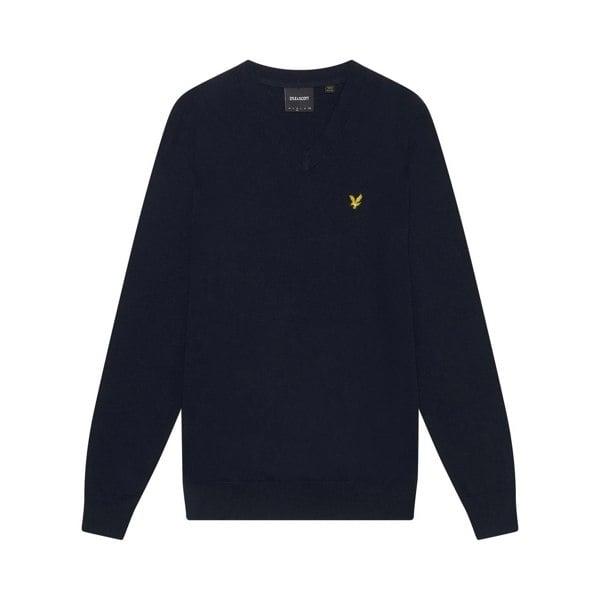 Lyle & Scott Mens Cotton Merino V Neck Jumper - Dark Navy