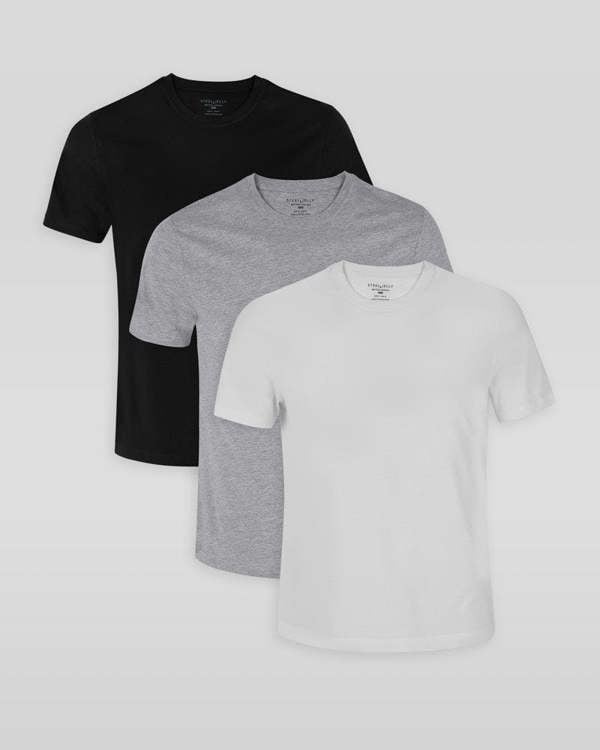 Steel & Jelly Black, Grey & White 3 Pack Short Sleeve T-Shirts