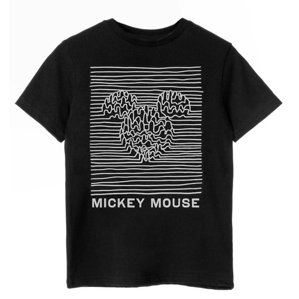 Disney Unisex Adult Unknown Pleasures Mickey Mouse Cotton T-Shirt - Black