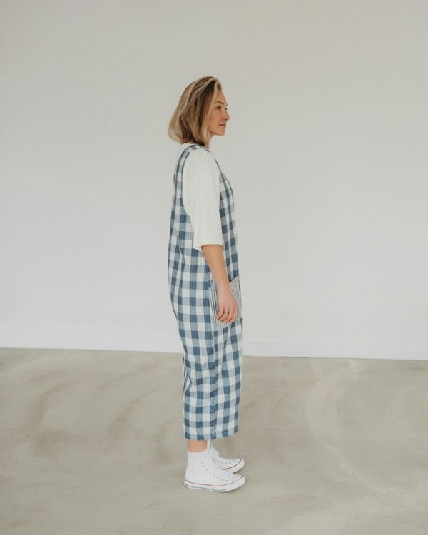 Grace Multicolour Marine Check Print Reversible Wide Leg Jumpsuit - image 5