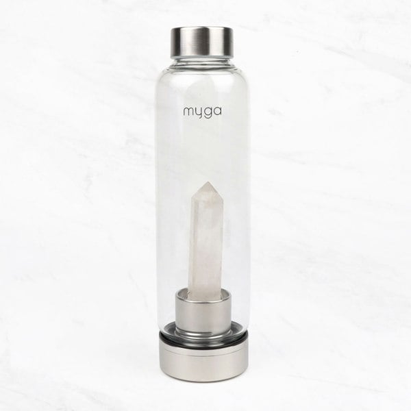 Myga Clear Quartz Crystal Glass Water Bottle