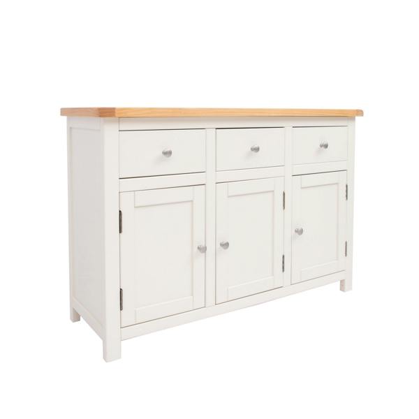 Cabinet Bits Maggiori Off White 3 Drawer 3 Door Sideboard Chrome Knob