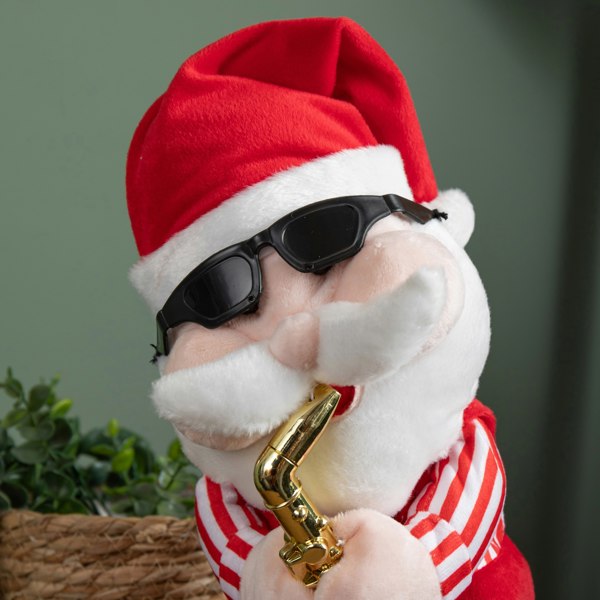 Samuel Alexander 35cm Battery Powered Animated and Singing Santa with Saxophone Decoration