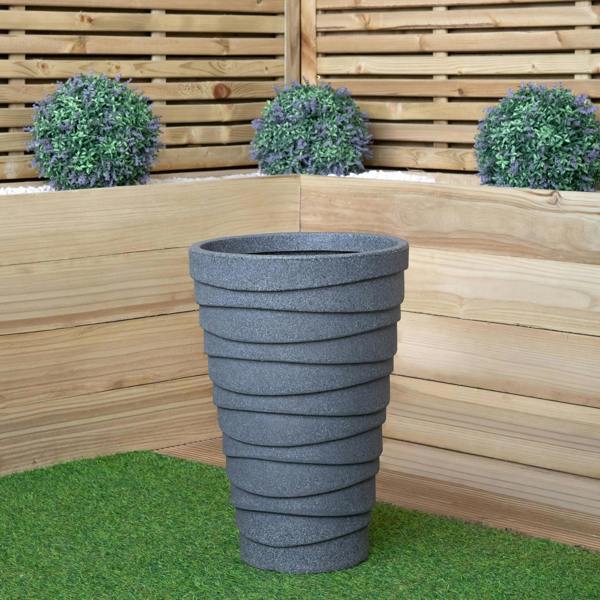 Samuel Alexander 56cm Medium Round Grey Garden Patio Trojan Plant Pot