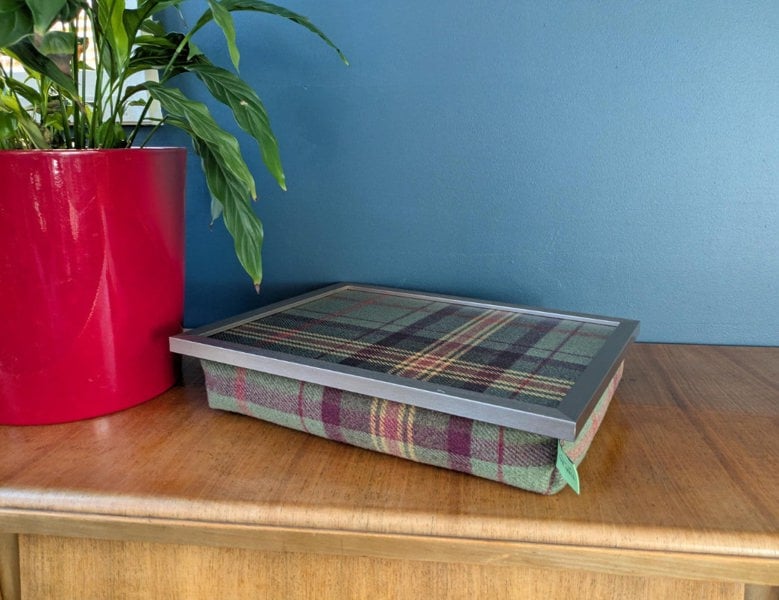 Made in the Mill LIMITED EDITION! Luxury Brittany Tweed Lap Tray with Cushioned Bean Bag Base and Chrome Frame