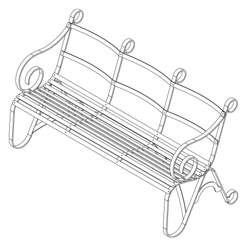 Norfolk Garden Furniture The 3 Seater Curved-Back Bench