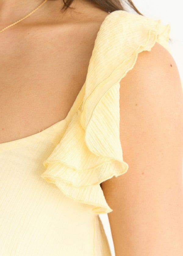 Gini London Lemon Ruffle Short Sleeve Viscose Maxi Dress