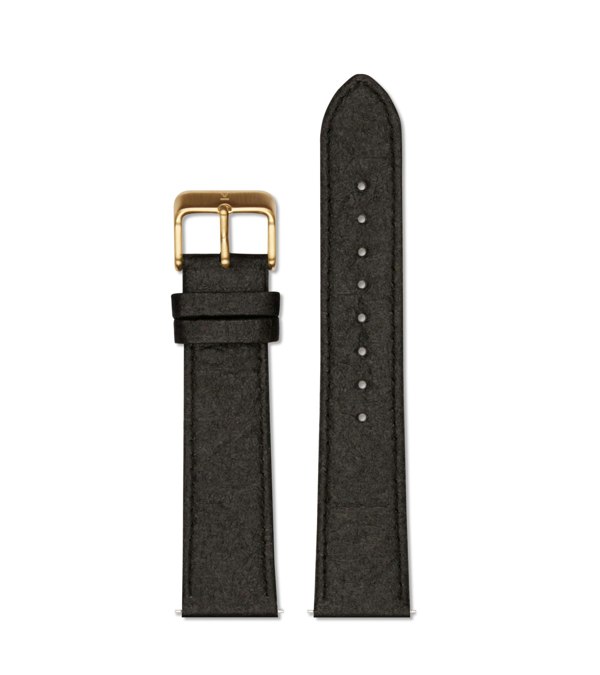 Votch Piñatex Black with brushed gold buckle | 20mm