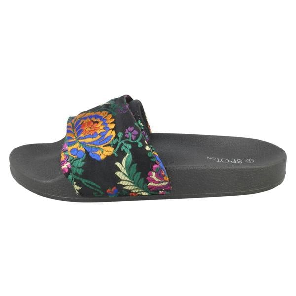 Spot On Ladies Spot On Chinese Print Mule Sandals