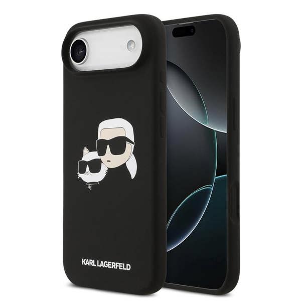 Karl Lagerfeld Liquid Silicone Double Head Case with MagSafe for iPhone 17 Air 6.5" Black - KLHMP17MSKCHPPLK