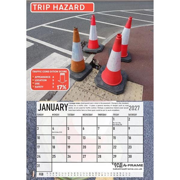 Traffic Cones of Greater Manchester A3 Calendar 2027, Wall Calendars, Month To View, Humour, Gift