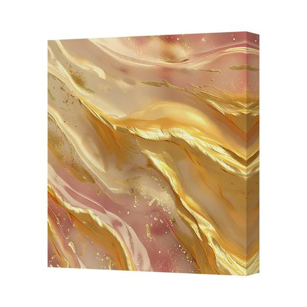 Benjamin Tate Design Gold Abstract Canvas Art Print On Deep Wood Frame Hanging Brackets Included