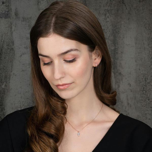 Rose Gold Pendant Necklace for Women with a Marquise Cut Stone - namana.london