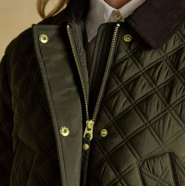 Joules BEATRIX Womens Showerproof Quilted Coat Khaki Green