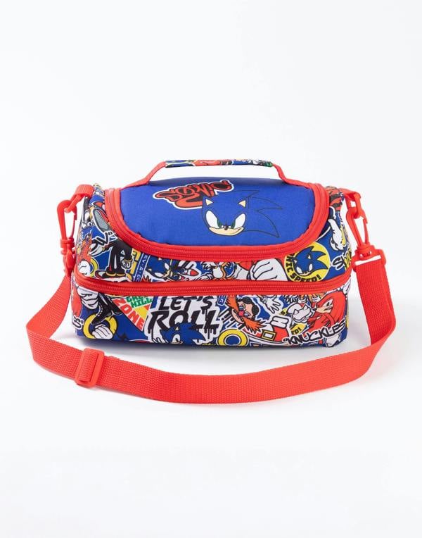 Sonic the Hedgehog Boys Blue Sticker book Lunch Bag Bottle and Snack Pot (One Size)