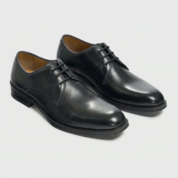 House Of Cavani Taylor - Men's Black Leather Classic Lace-Up Derby Shoes