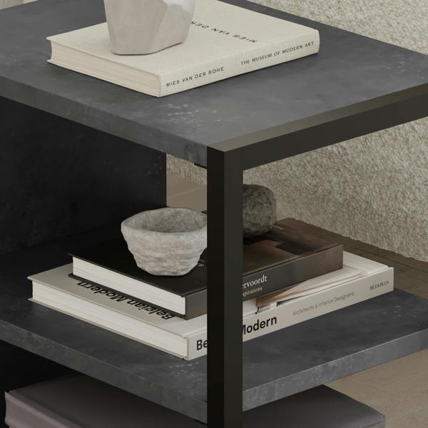 Decortie Modern Echo 3-Tier Sofa End Table, Single Small Side Table, Bedside Table with Metal Frame 30(W)x42(D)cm