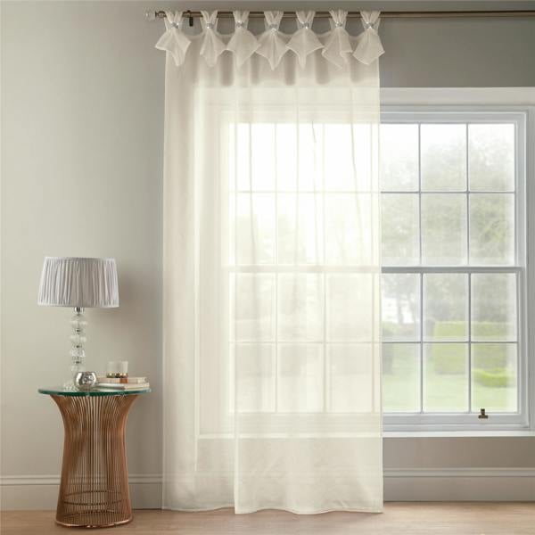 Luxury Living Linen Look Voile Tab Top Curtain Pair
